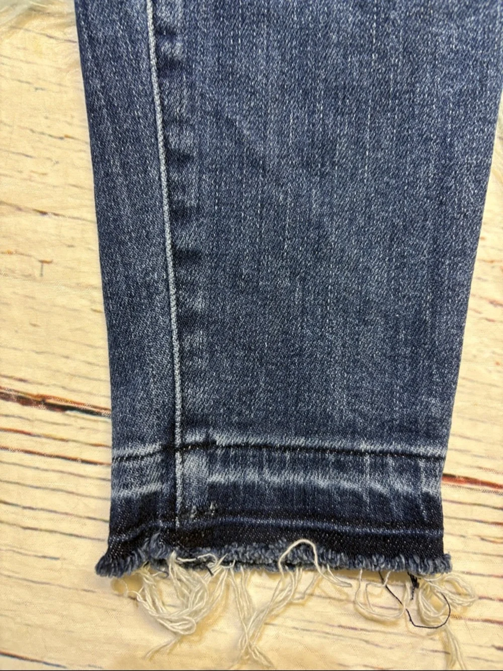 AYR Indigo High Rise Skinny Jeans with Frayed Hem Sz 24